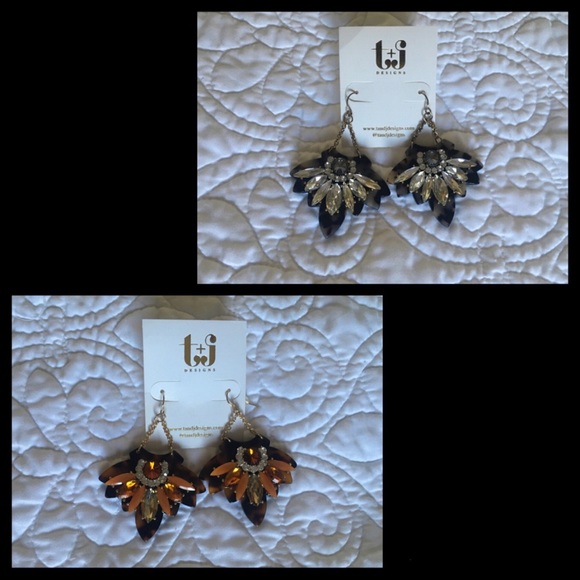 Tortoise & Crystal Earrings - Picture 2 of 8